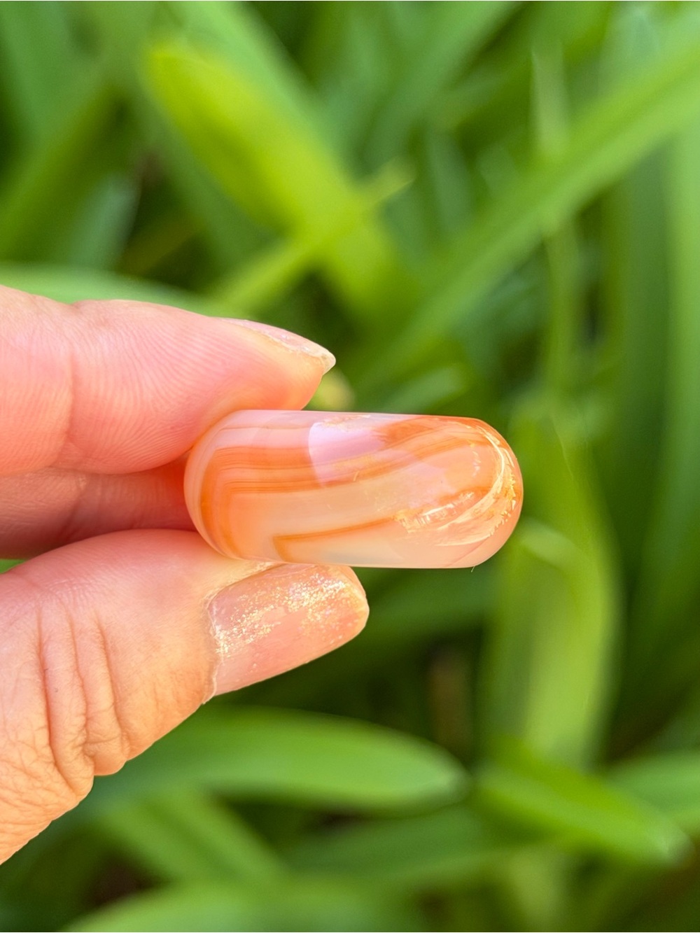 Size 7 Translucent Orange Banded Agate Statement Ring 2437 - Picture 8 of 9